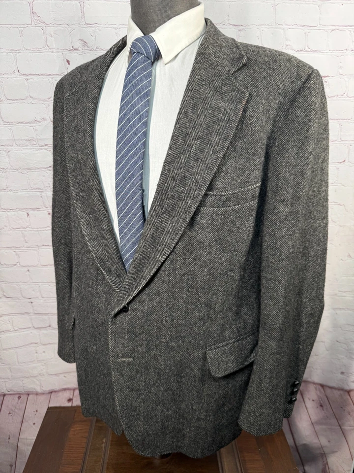ARNOLD PALMER Hombres Gris ESPIGA TWEED Lana Abrigo Deportivo Blazer Chaqueta TALLA 46L Foto 2 de 4