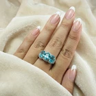 Seafoam Green Paraiba Tourmaline 6.10Ct 925 Sterling Silver Three Stone Rings