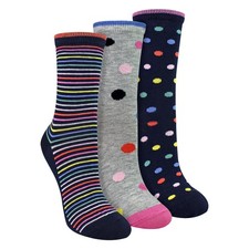 Sock Snob - 3 Pairs Ladies Spots Stripe Pattern Cotton Socks