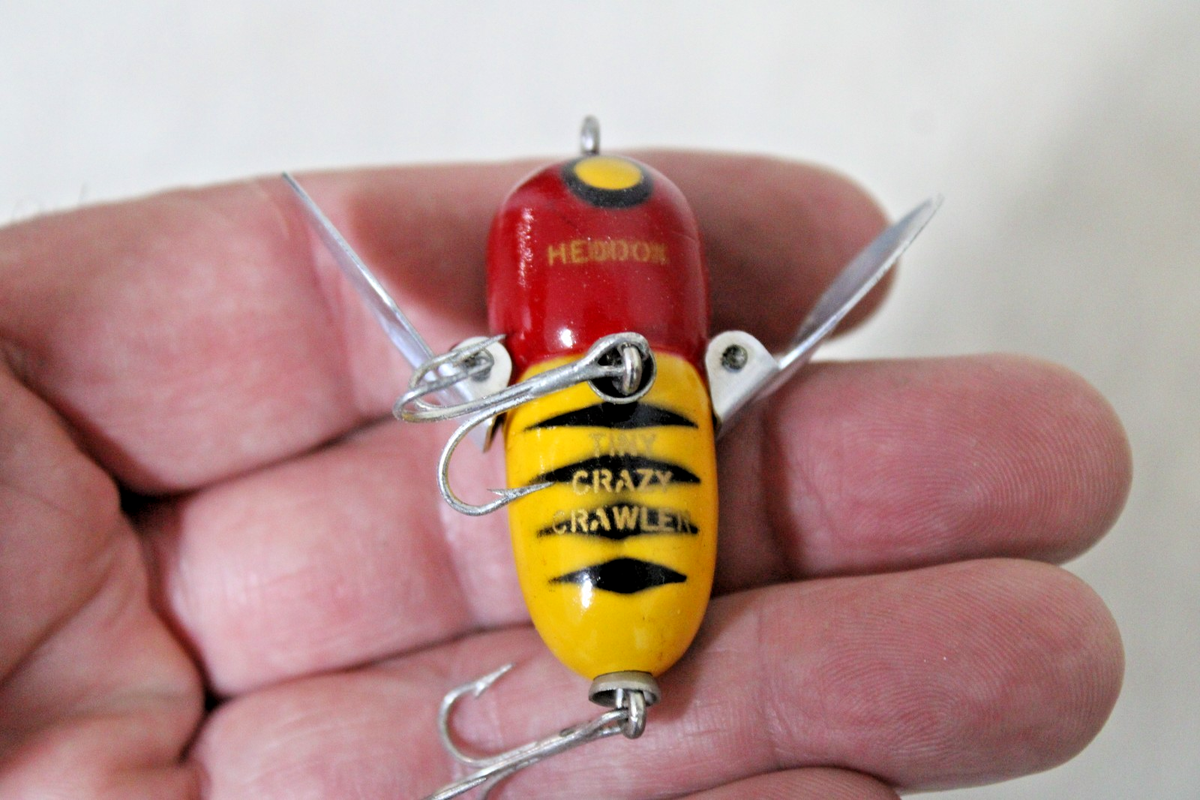Leurres De Pêche Vintage Heddon Crazy Crawler - Ensemble Rare, Bois, Collection