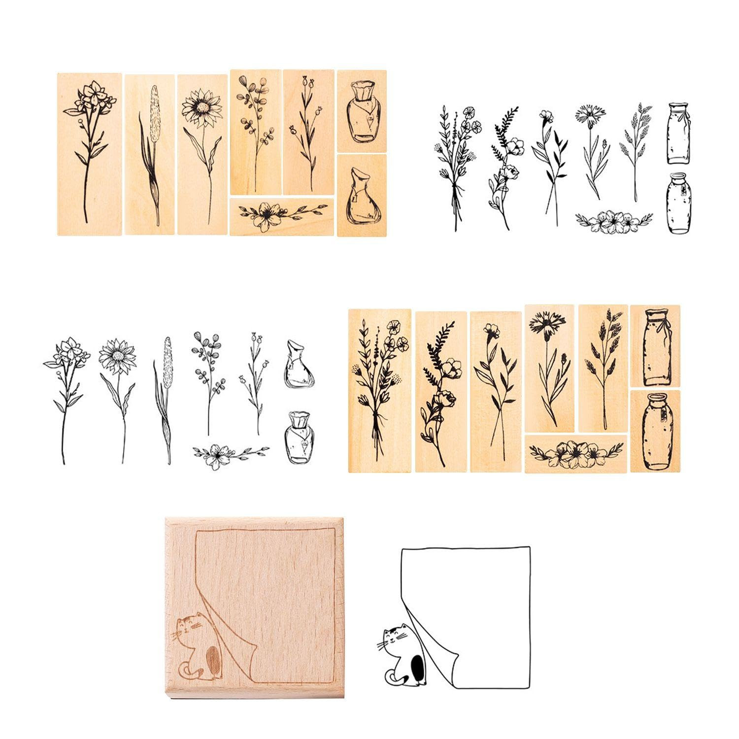 Confezione Da 17 Francobolli Per Vasi Di Piante, Francobolli Retrò In (q4L)