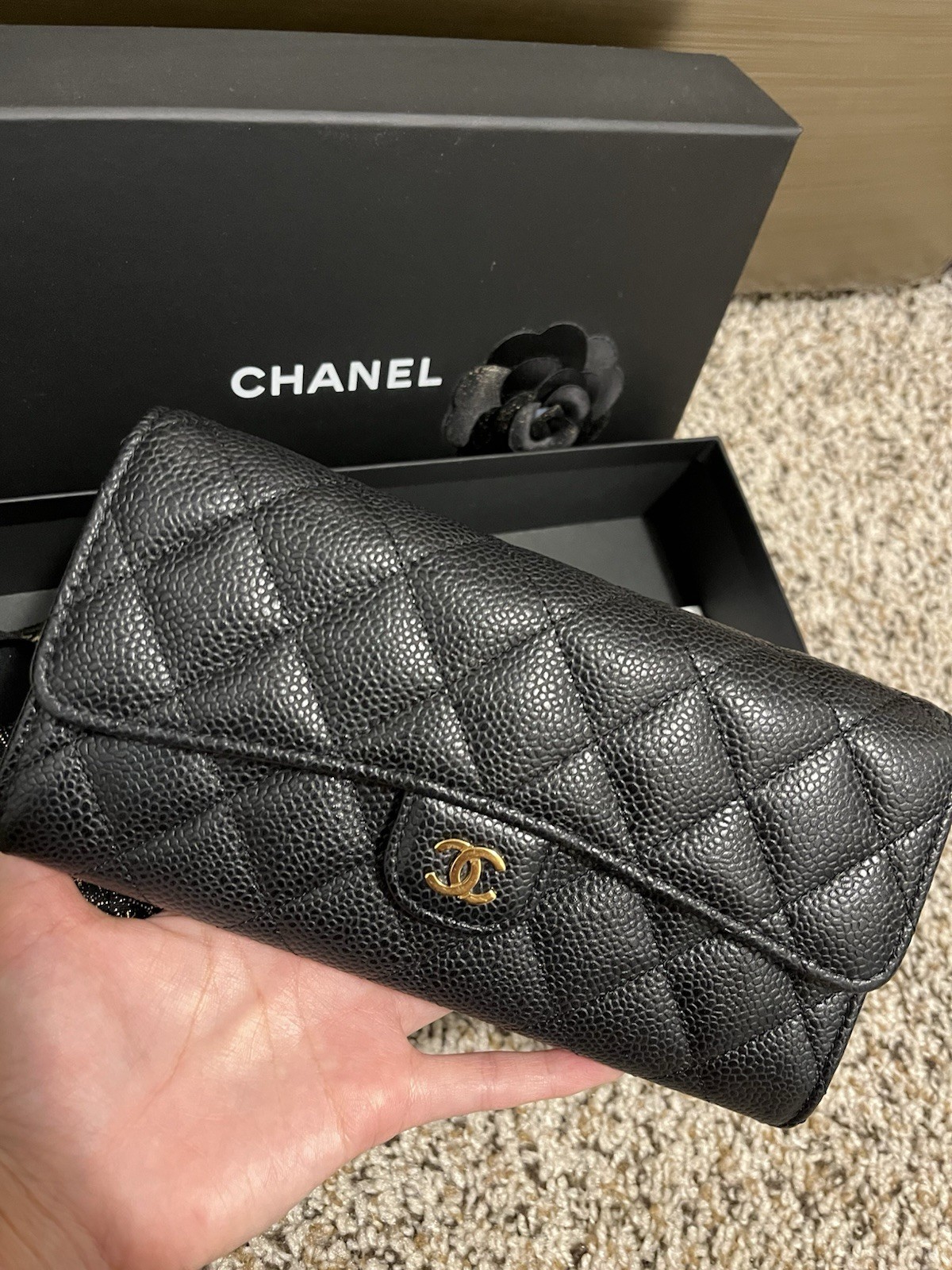 Chanel Black Caviar Quilted Leather Classic Long Flap Wallet thumbnail 4
