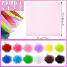 12 Pcs 50s Retro Chiffon Sheer Square Neck Head Scarf for Women