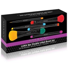 SHANY Vegan Makeup Brushes - 6 PC Double Sided 6 Piece Set, MULTI-COLORED