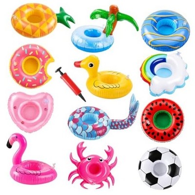 Pool Drink Floaties 12 Pack Inflatable Drink Holder with Air Pump, Style A