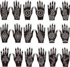 Henna Tattoo Stencils Kit, 18Temporary Tattoo Stenci Indian Mehndi Designs for H