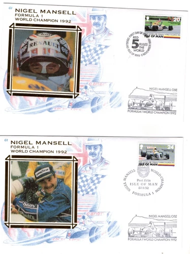 1992 ISLE OF MAN - NIGEL MANSELL - BENHAM SILK FDC SET FROM COLLECTION B23