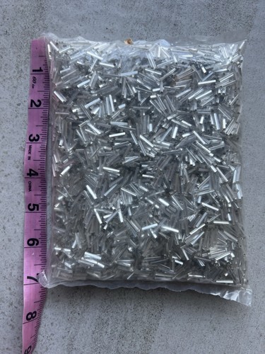Czech Glass Big Bugle Beads Vintage New In Bag 1/2” Clear Silver 500+g 18oz READ