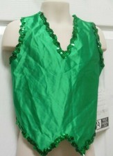 Dance Costume Vest small child Emerald Green Satinette front spandex back sequin