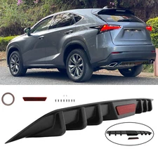 For Lexus NX200t NX300 NX350 Glossy Rear Bumper Diffuser Lip w/ Reflective Light