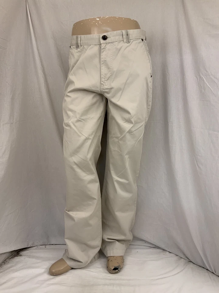 Pantalones Allen Solly 35x33 Beige 100% Algodón Frente Plano Hechos en India YGI Y1-973 Foto 2 de 4
