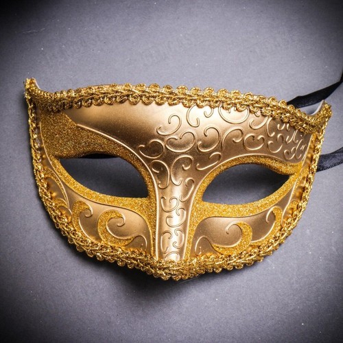 Luxury His & Hers Gold Mask Masquerade Couple Set Costume Venetian Party Mask - Picture 2 of 3