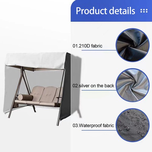 3 Seater Garden Swing Patio Swings Chair Cover, Windproof and Anti Sunshine UK - Picture 11 of 13