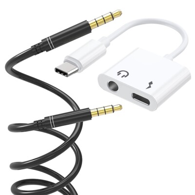 Heavy-Duty 2in1 TypeC to 3.5mm Audio Aux Cable & Audio Cable f Nokia 9 PureView
