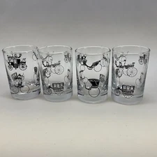 Libbey Horseless Carriages Juice Glasses - Set of 4 - Vintage