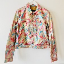 Nwt Vintage Parasuco Faux Leather Rainbow Jacket Sizes M L
