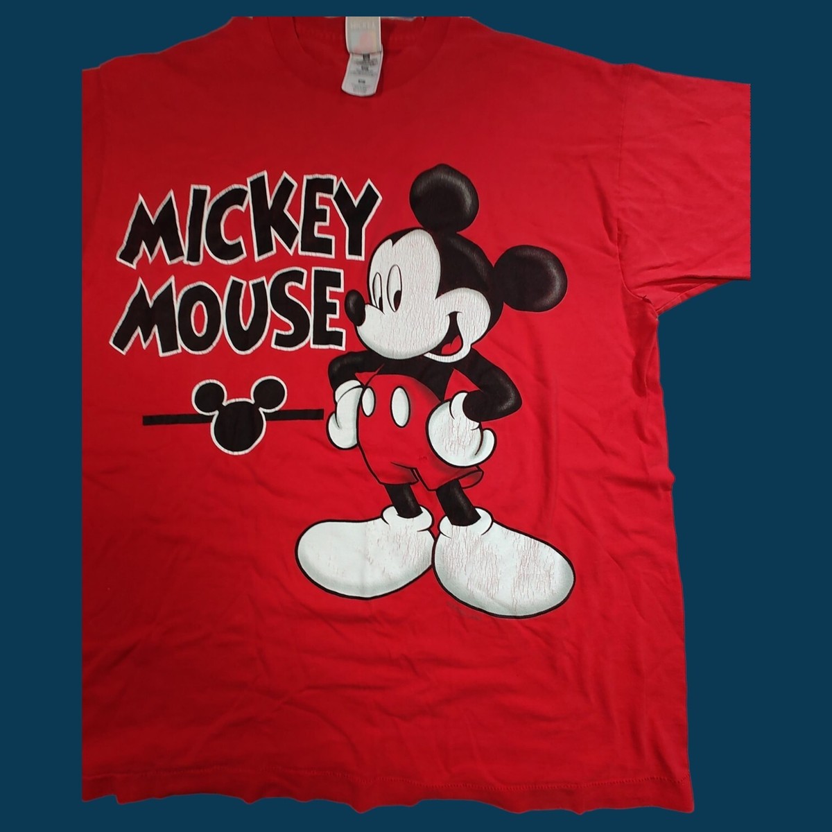 Vintage 90's Mickey Mouse T Shirt XL Big Logo Single Stitch Red | eBay