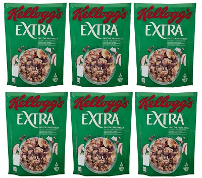 6 Kellogg's Extra Frutta e Frutta Secca Knusprige Haferflocken mit Früchten 375g