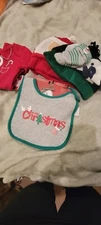 Christmas Baby Onie, Hats, Socks, and Bib   0 To 3 Months
