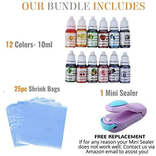 Bath Bomb Kit Colorants Bags - 12 Pack Colors Soap Dye Colorant, 30 Shrink Wrap - Image 4 of 4