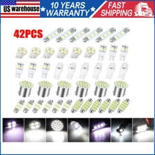 42PCS Car Interior Combo LED Map Dome Door Trunk License Plate Light Bulbs White