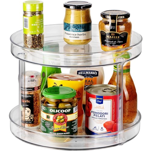 2 Tier 11" Lazy Susan, Rotating Turntable Organizer for Cabinet, Kitchen, Fri...