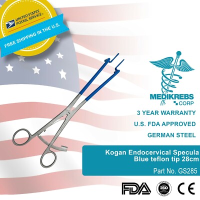 Kogan Endocervical Specula Forceps w/ blue Teflon blades 28 cm Surgical 
