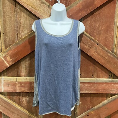 Sunday Tank Top Shirt Tunic Women's Large Blue Jersey Comfy Pullover Cozy Lounge