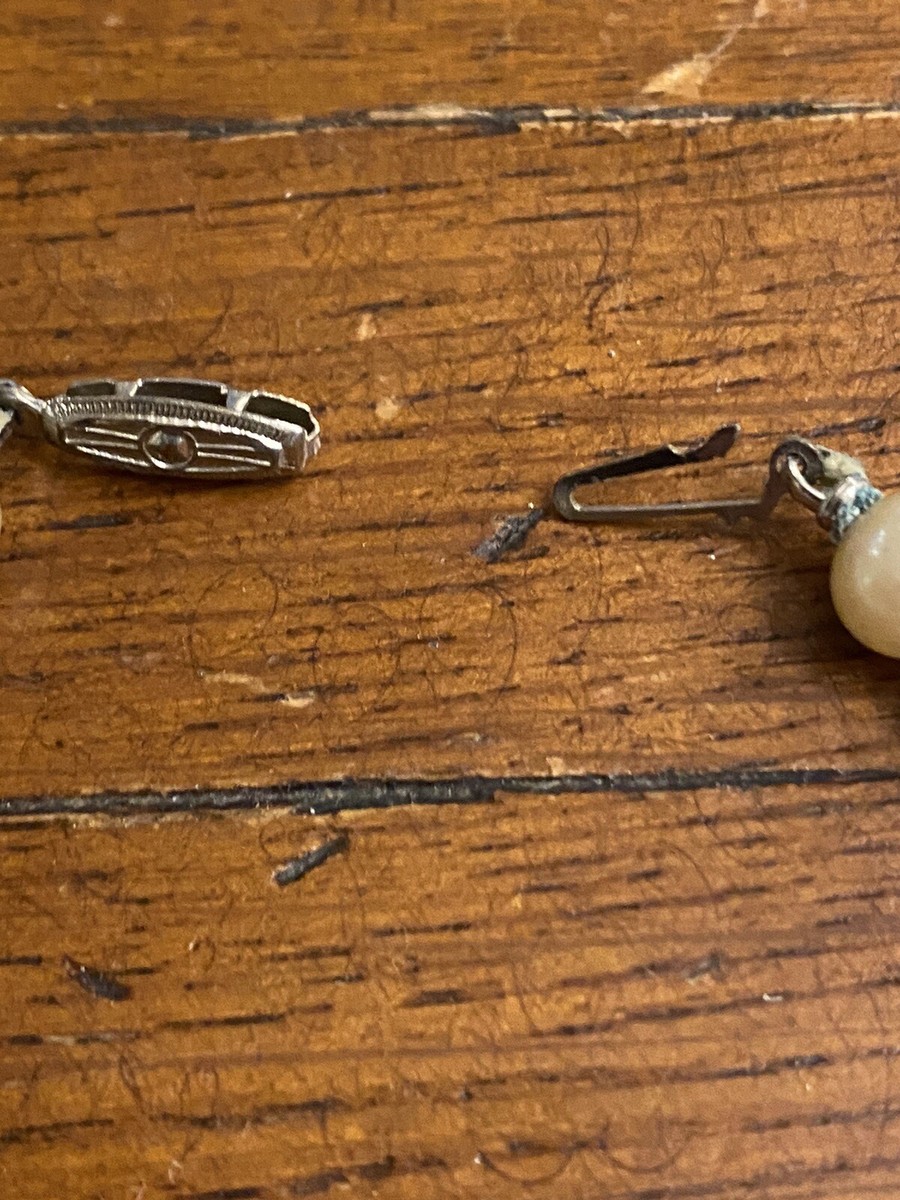 Vintage Knotted Simulated Pearl Necklace Clasp marked Japan