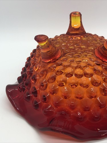 Vintage Fenton Amberina Hobnail 3 Footed Bowl 6” Ruffled - Picture 13 of 19