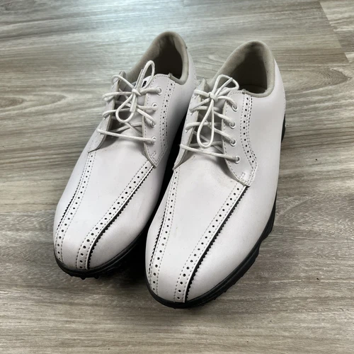 FOOTJOY GREENJOYS GOLF SHOES WOMENS SIZE 9 1/2  M WHITE/BLACK 48419