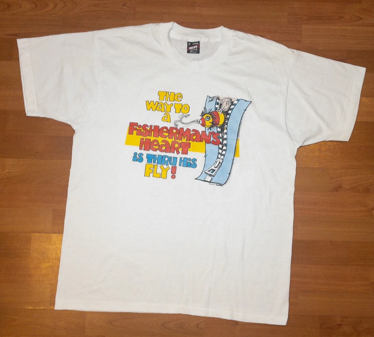 Vintage 90s Adult Humor Fishing T-shirt Single Stitch BEST