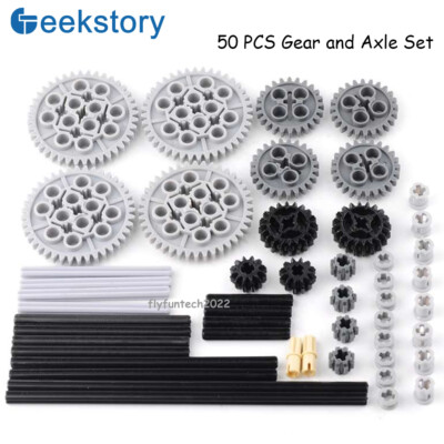 50PCS Technic Part Gear and Axle Pack for Le*go Building Blocks 10928 51416 3648