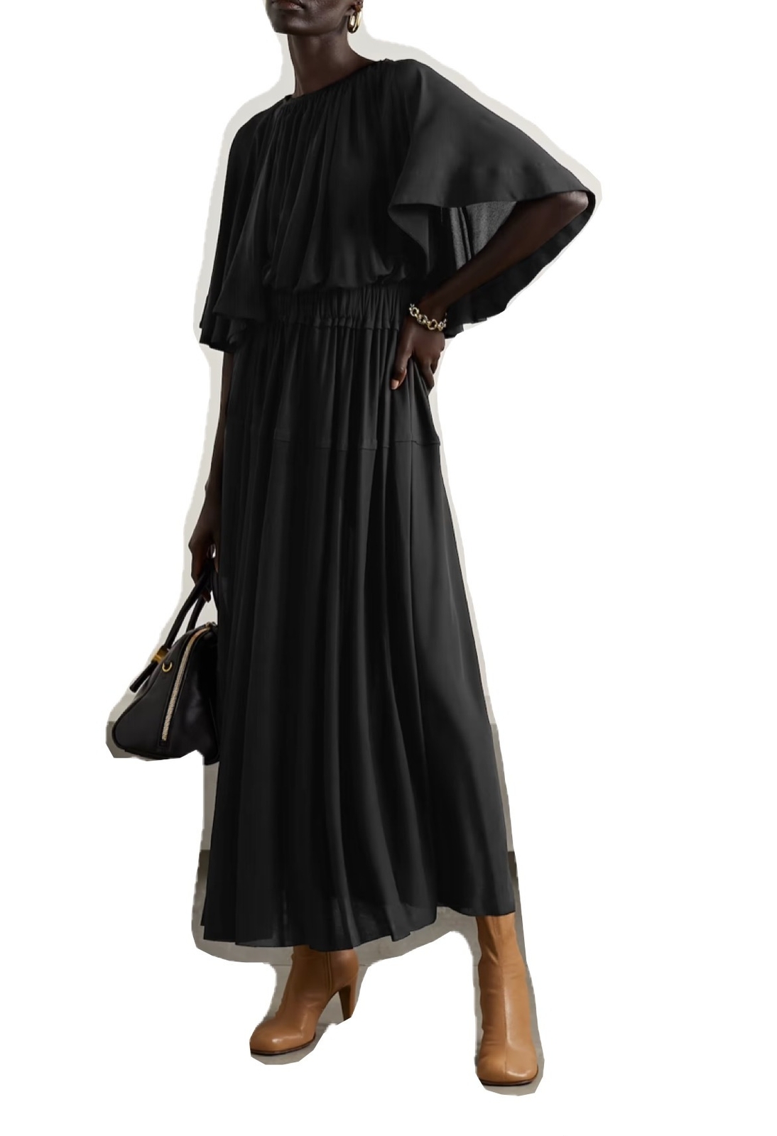 Proenza Schouler Retail-$1890 Black Crepe Gathered Jersey Maxi Dress sz 6 NWT