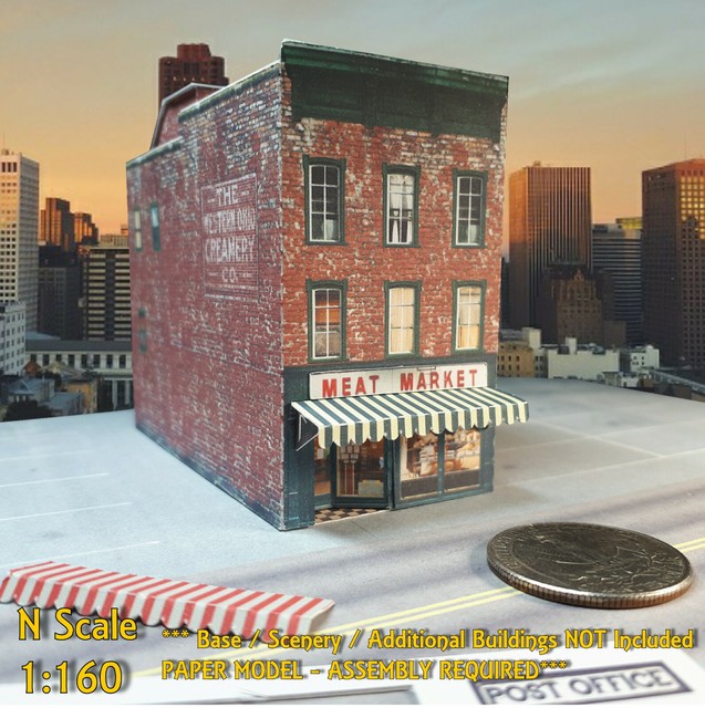 N Scale 1160 Building Downtown Shop Cardstock Model Kit PRE CUT