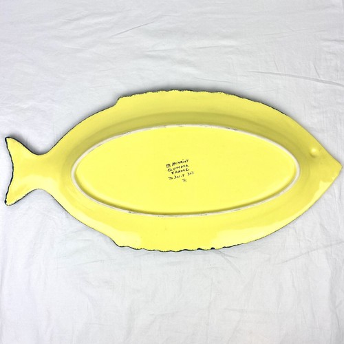 Vintage HB Henriot Quimper France 24.5" Fish Serving Platter Plate Yellow - Picture 5 of 11