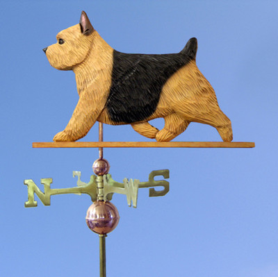 Norwich Terrier Handgeschnitzt Handbemalt Linde Hund Wetterfahne Schwarz &tan