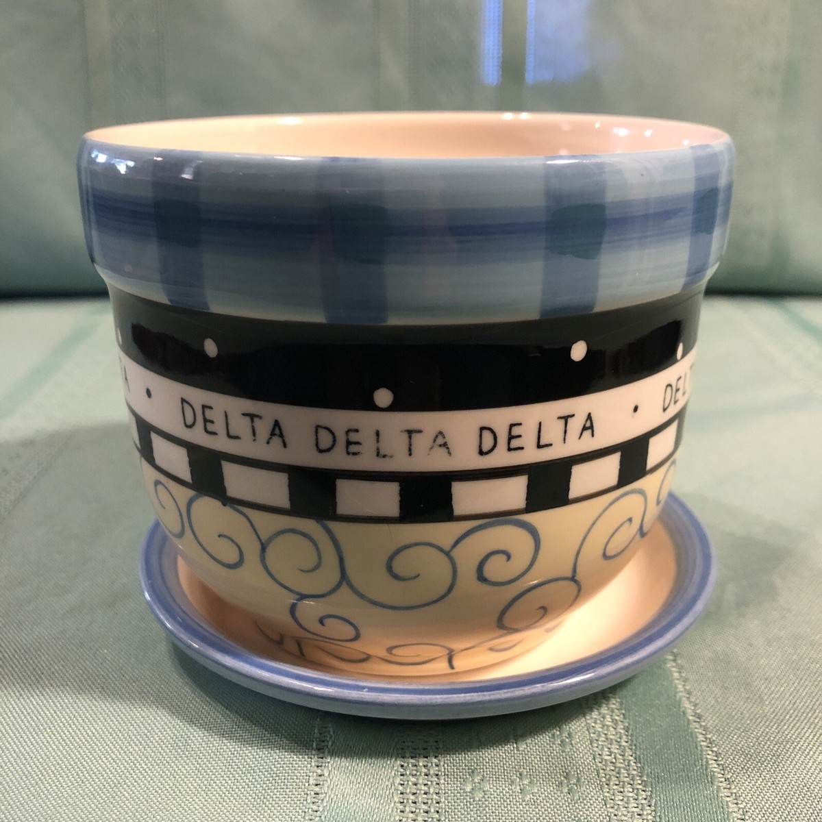 Hand Painted Ceramic Planter DELTA DELTA DELTA Sorority Alexandra & Company  | eBay