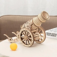 ROKR 3D Wooden Puzzle Medieval Cannon Wheeled DIY Building Model Kits Xmas Gifts