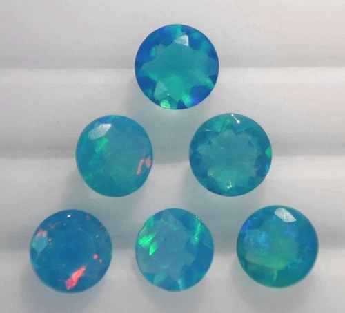 PARAIBA OPAL 4.00 MM ROUND CUT NEON BLUE COLOR  SOLD PER STONE F-274