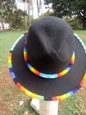 Black African Fedora Hats/ Masai Hats/ Beaded Hats/ Fedora/ Summer Ha