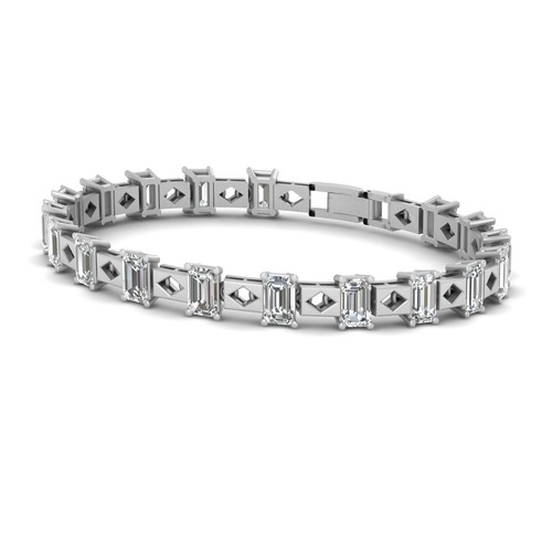 Emerald Cut 11.80cttw Simulated White Diamond Tennis Bracelet Wedding Jewelry - Picture 8 of 9