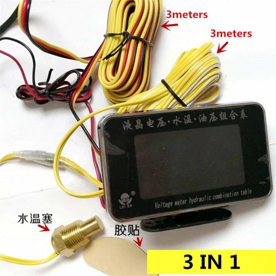Pantalla LCD Digital Coche Camión Temperatura del Agua/Presión del Aceite/Medidor de Voltaje con Sensores Foto 4 de 4