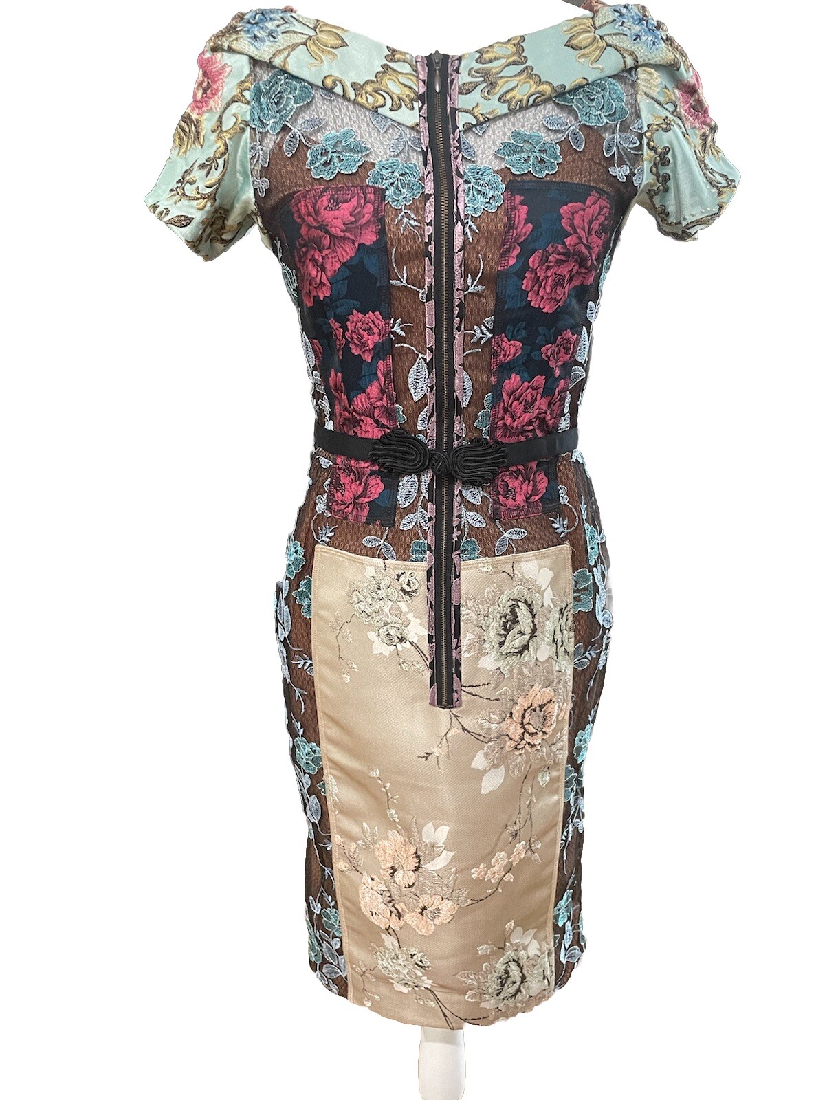 EUC Byron Lars Beguile Pieced Brocade Dress Size 4