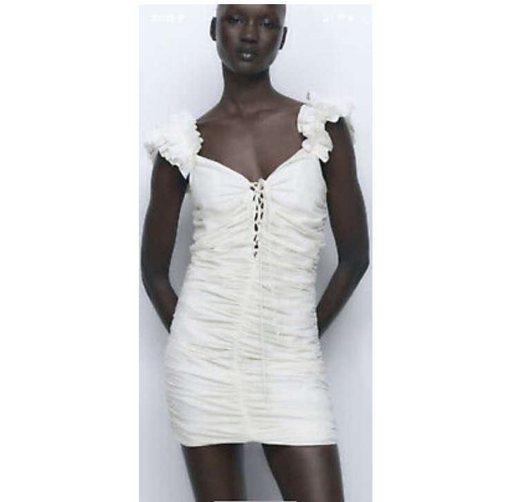 zara draped linen blend dress NWT ZARA Draped Linen Blend Bloggers' Favorite Mini Dress 7957/343