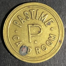 Pastime Card Room (Hillsboro / Hemphill Oregon) Brass G/F 5c in Trade Token 22mm