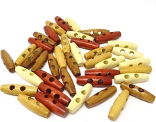 40PCS 2 Holes Olive Shape Sewing Wood Toggle Buttons for Clothes