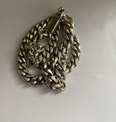 Mexico Sterling Silver Vintage Curb Link Chain 20" Long 135g Heavy - Picture 4 of 12
