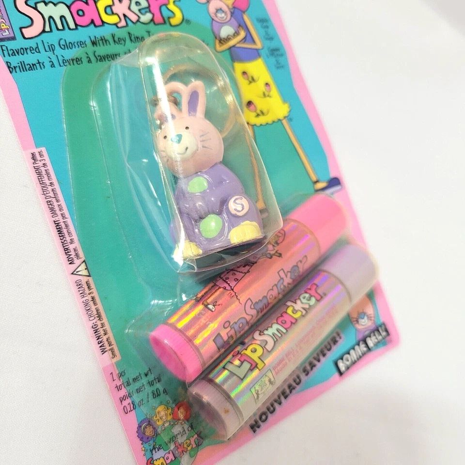 Vtg Lip Smackers Friendship Collectables Bunny Key Ring Topper Bubble Gum /Sugar - Image 3 of 4