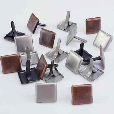 #ad 20 Square Brads Pewter Antique Copper Junk Journals Scrapbooking Embellishments $1.75